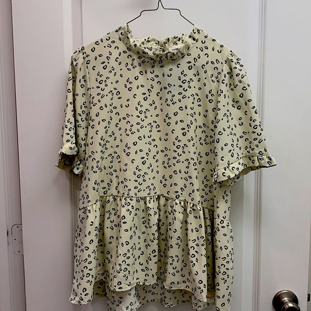 White Cheetah Print Blouse